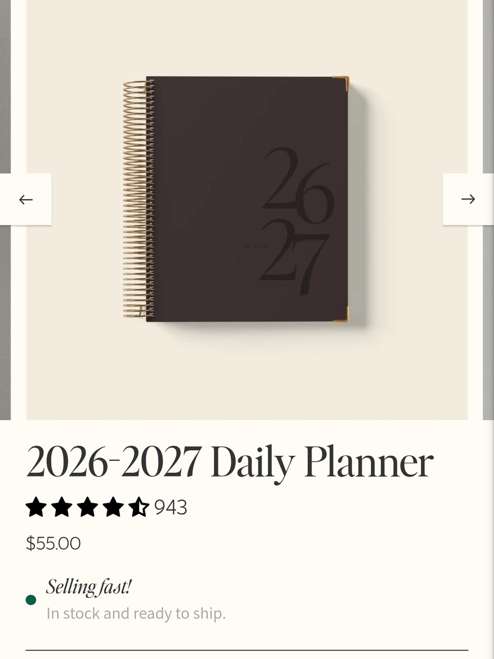 2026-2027 Daily Planner - Dark Brown